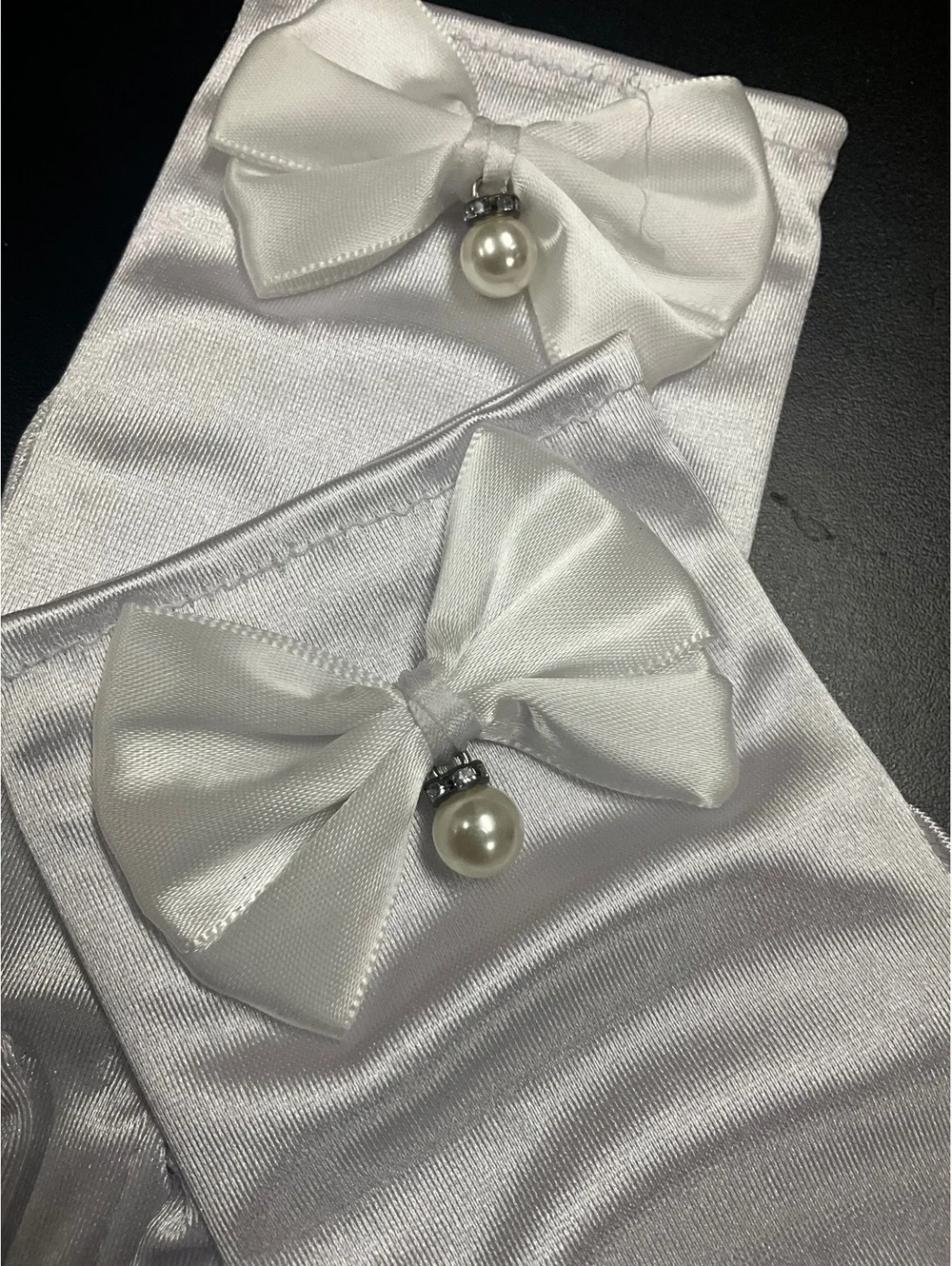 Wrist Length Satin Pearl Drop Gloves NWT